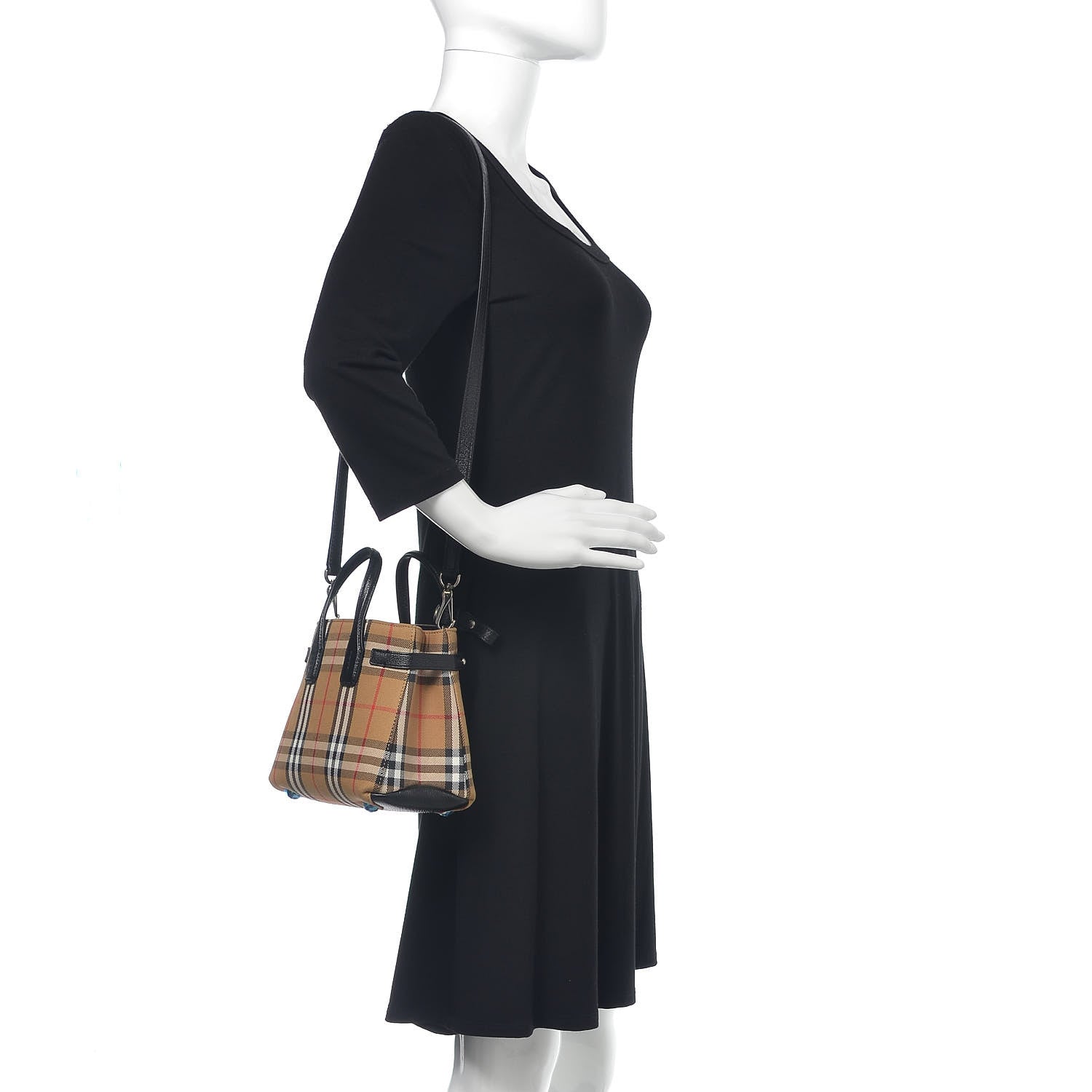 Burberry Goatskin Vintage Check Baby Banner Tote Black 2 of 10