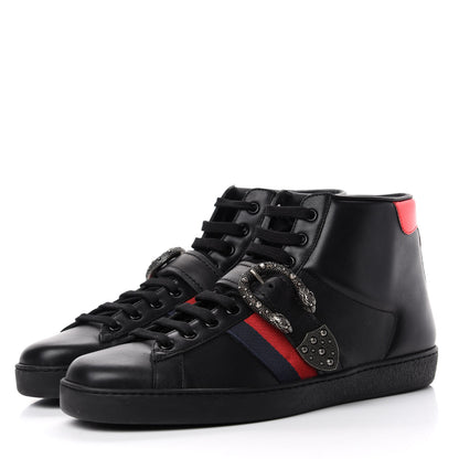 Gucci Calfskin Ayers Web Mens Dionysus High Top Sneakers 9.5 Black 3 of 11