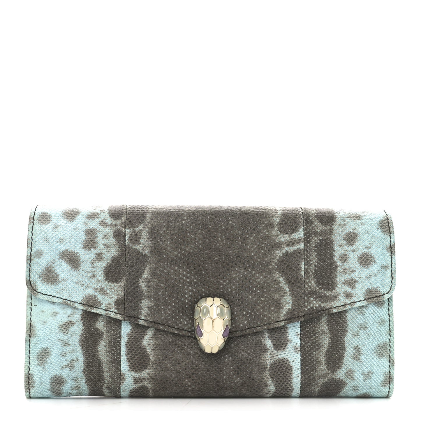 Karung Calfskin Serpenti Forever Long Wallet Blue Brown