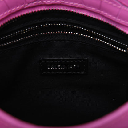Balenciaga Shiny Supple Calfskin Crocodile Embossed Classic Silver Hardware Mini City Baby Pink 8 of 32