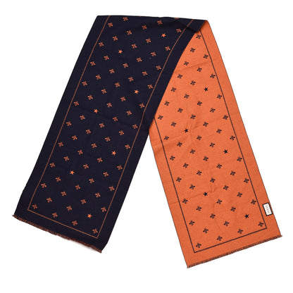 Gucci Wool Bee Costel Scarf Midnight Blue Orange 3 of 5