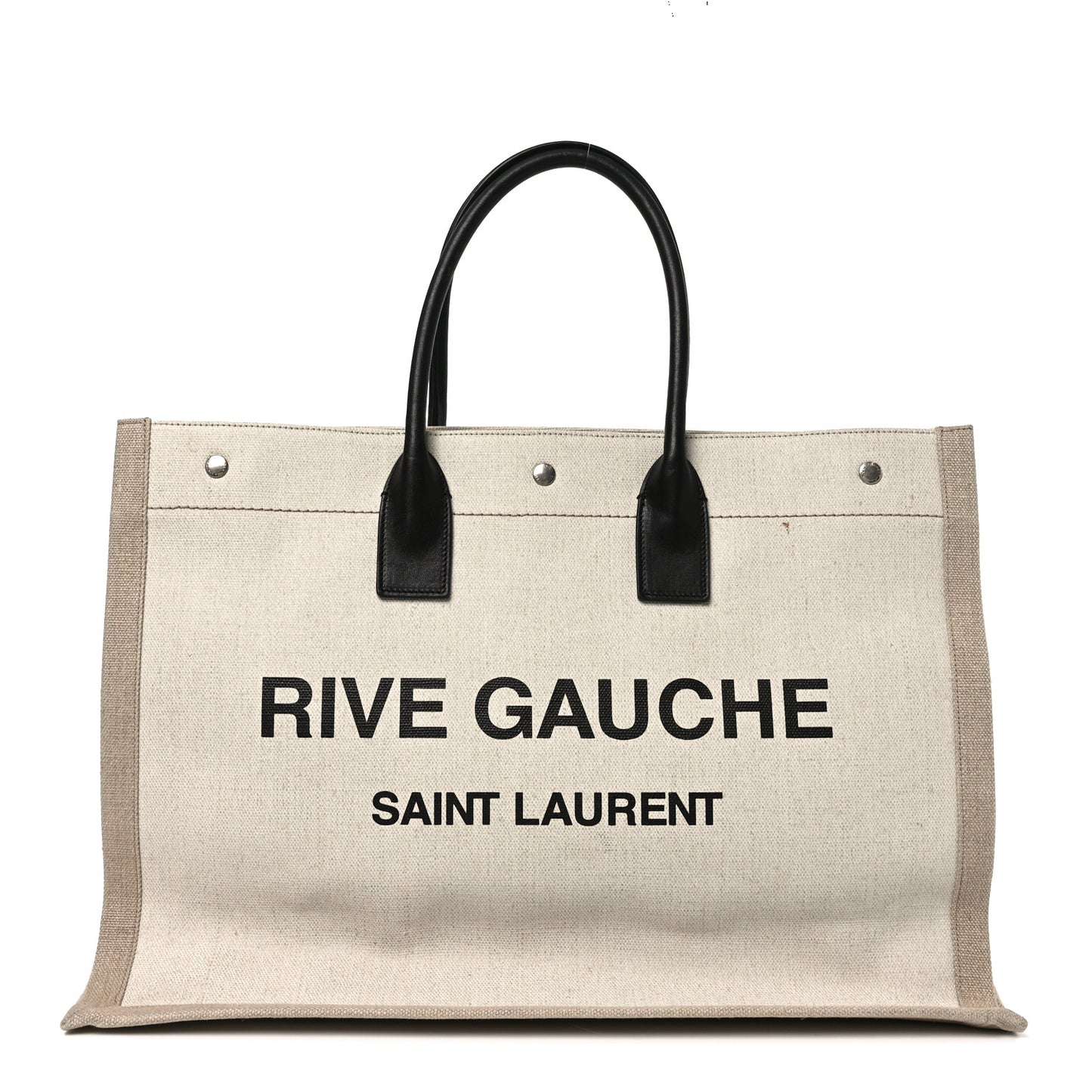 Linen Calfskin Rive Gauche Tote Greggio Natural