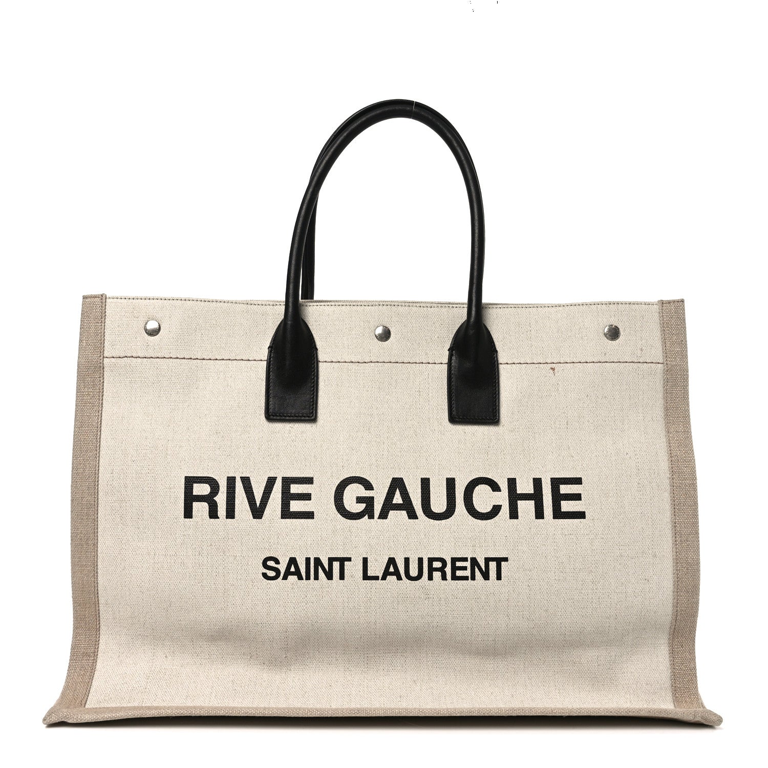 Saint Laurent Linen Calfskin Rive Gauche Tote Greggio Natural 1 of 12