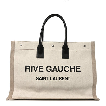 Saint Laurent Linen Calfskin Rive Gauche Tote Greggio Natural 1 of 12