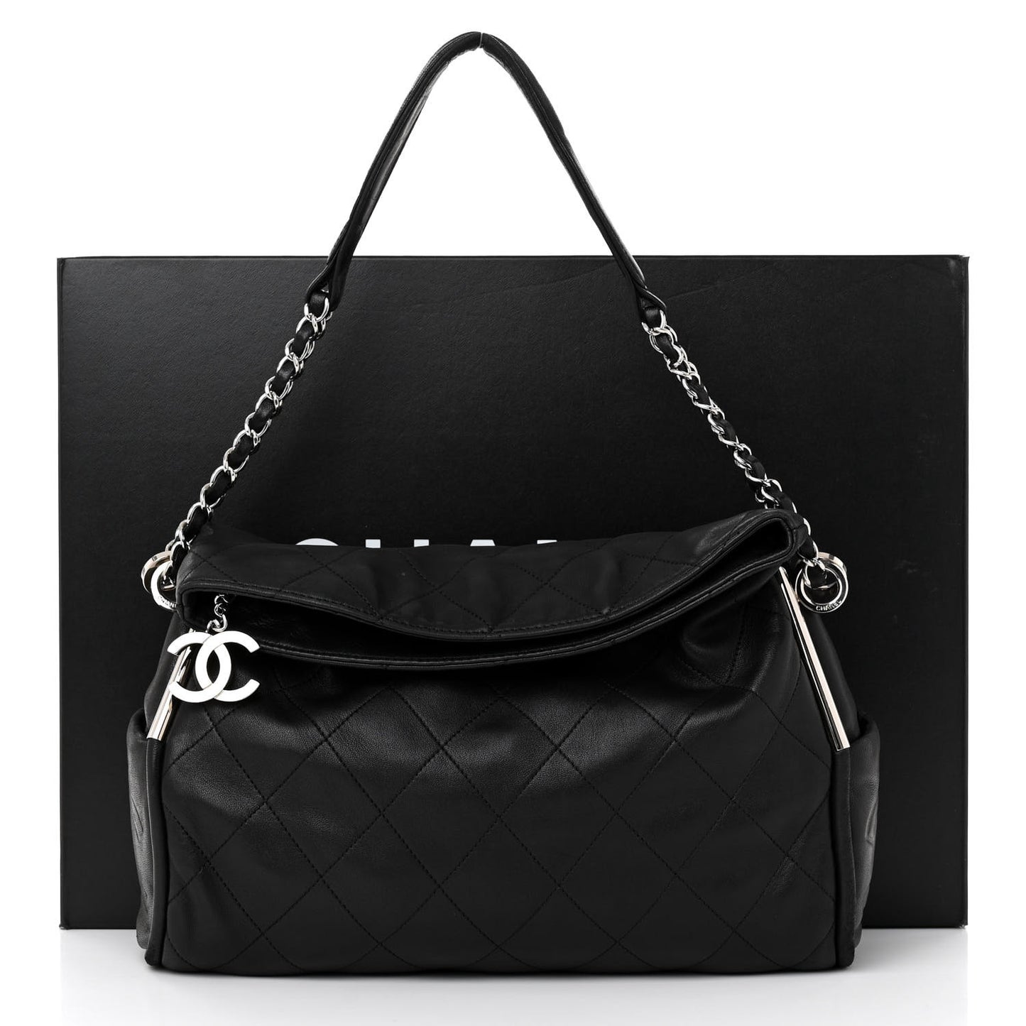 Lambskin Stitched Medium Ultimate Soft Tote Black
