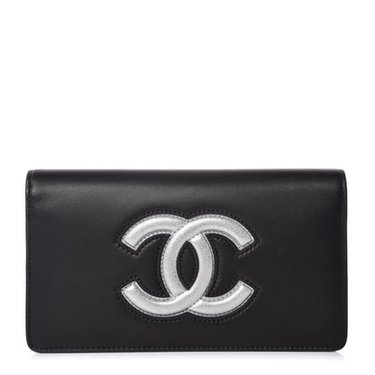 Chanel Lambskin Timeless CC Yen Wallet Black Silver 1 of 9
