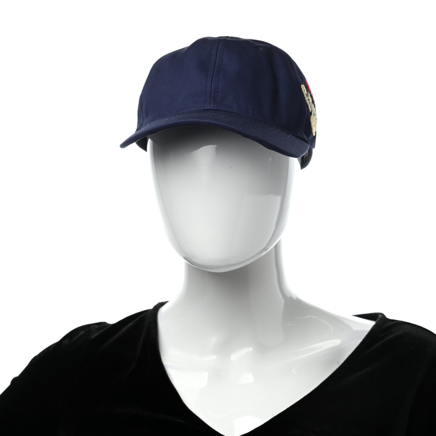 Gucci Cotton Moth Embroidered Baseball Hat 57 Navy 2 of 10