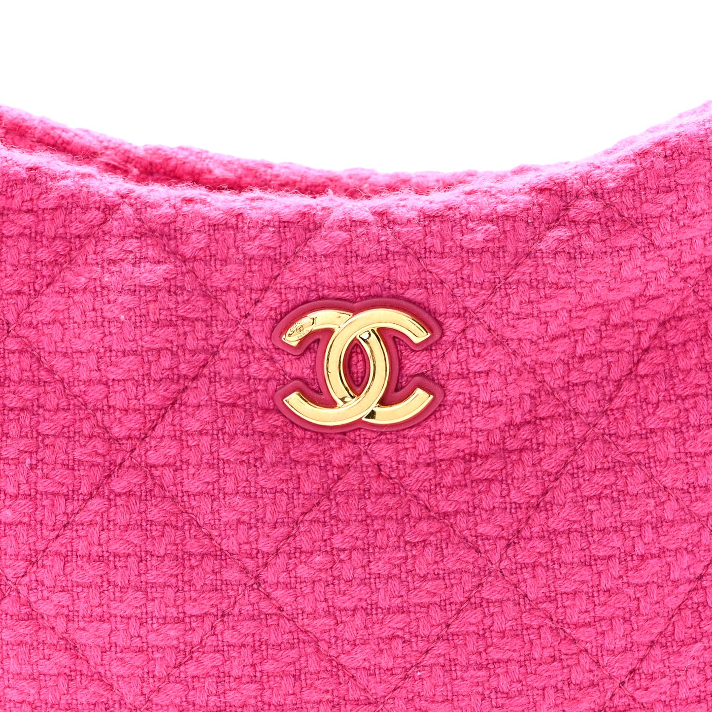 Cashmere Tweed Quilted CC Links Hobo Fuchsia