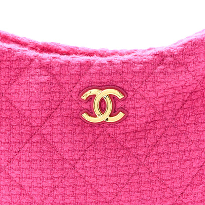 Chanel Cashmere Tweed Quilted CC Links Hobo Fuchsia 8 of 10