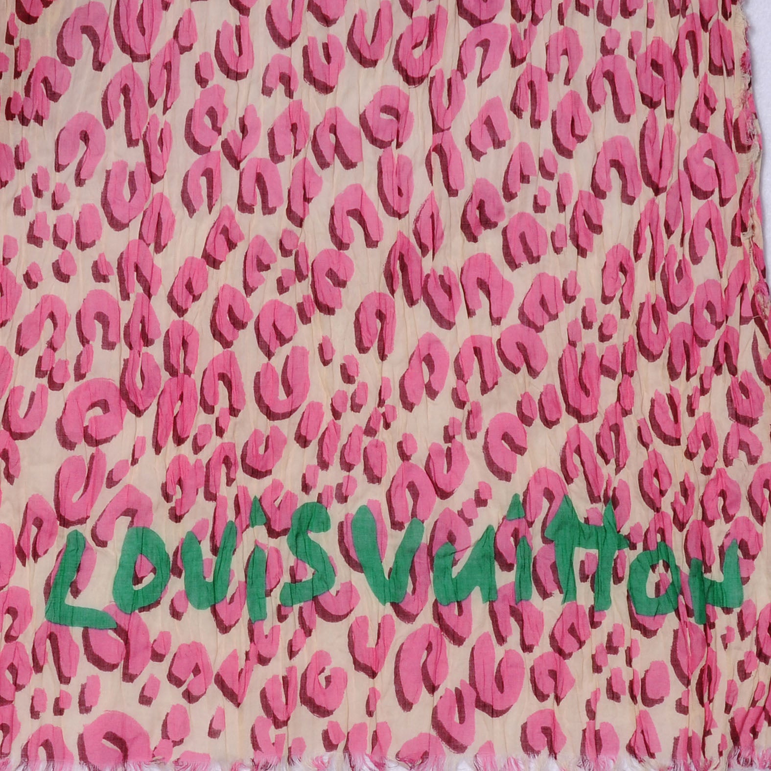 Louis Vuitton Cotton Leopard Pareo Blanc Corail 4 of 7