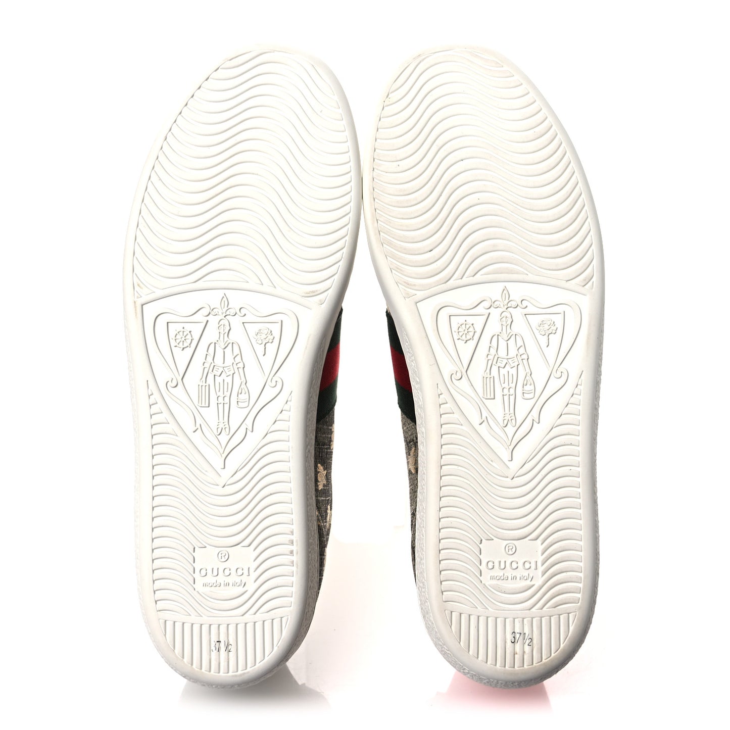 GG Supreme Monogram Bees Ayers Web Womens Ace Sneakers 37.5 Beige Oro Green Red