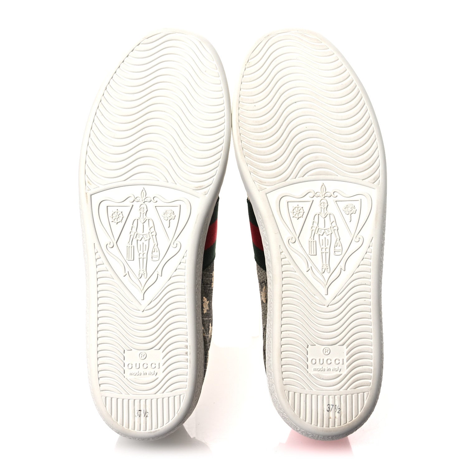 Gucci GG Supreme Monogram Bees Ayers Web Womens Ace Sneakers 37.5 Beige Oro Green Red 7 of 11