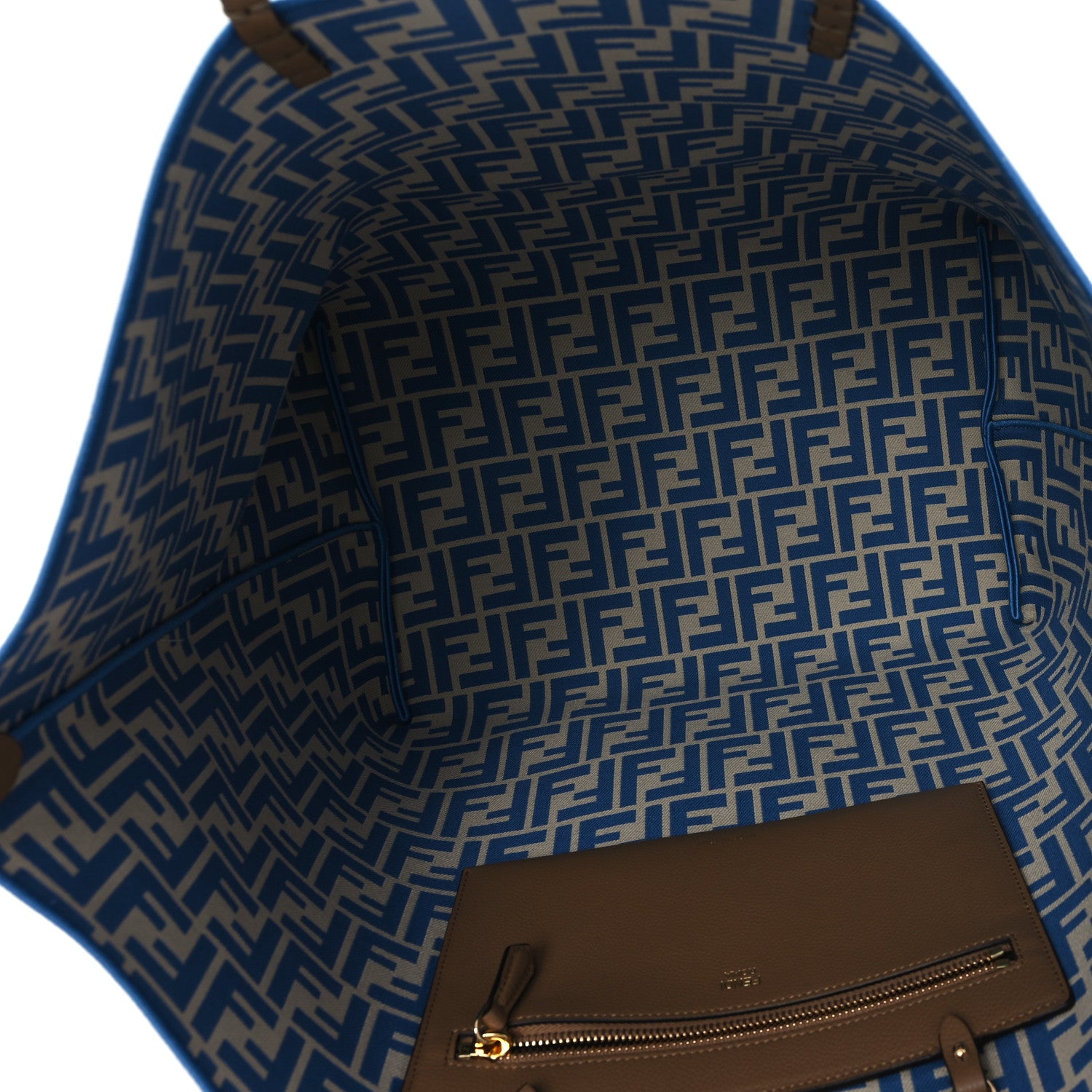 Fendi Pequin Vitello Reversible Large Shopping Tote Blue 5 of 17