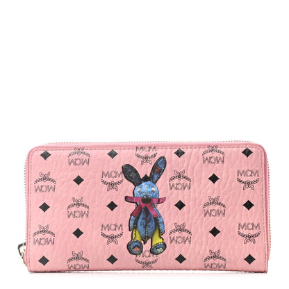 MCM Visetos Rabbit Zip Around Large Wallet Pink 1 of 7