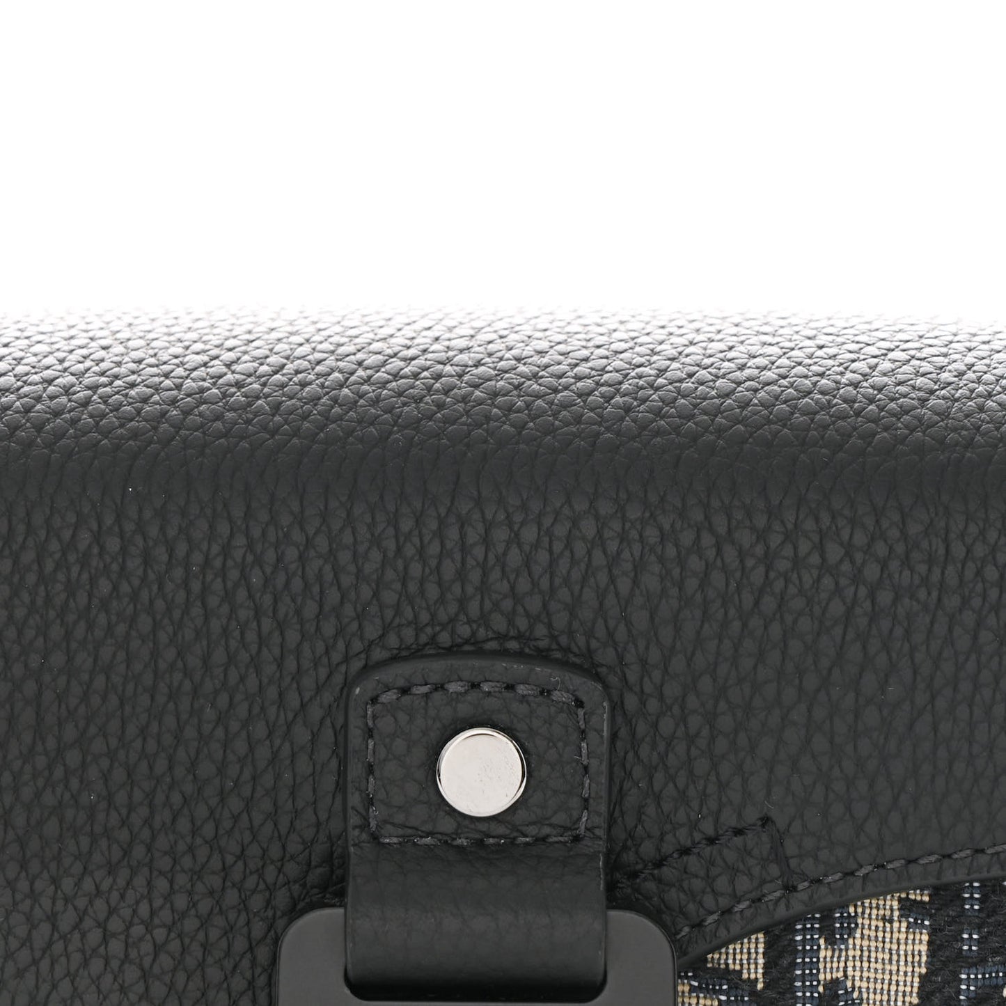 Grained Calfskin Oblique Mini Saddle Messenger Bag With Flap Beige Black