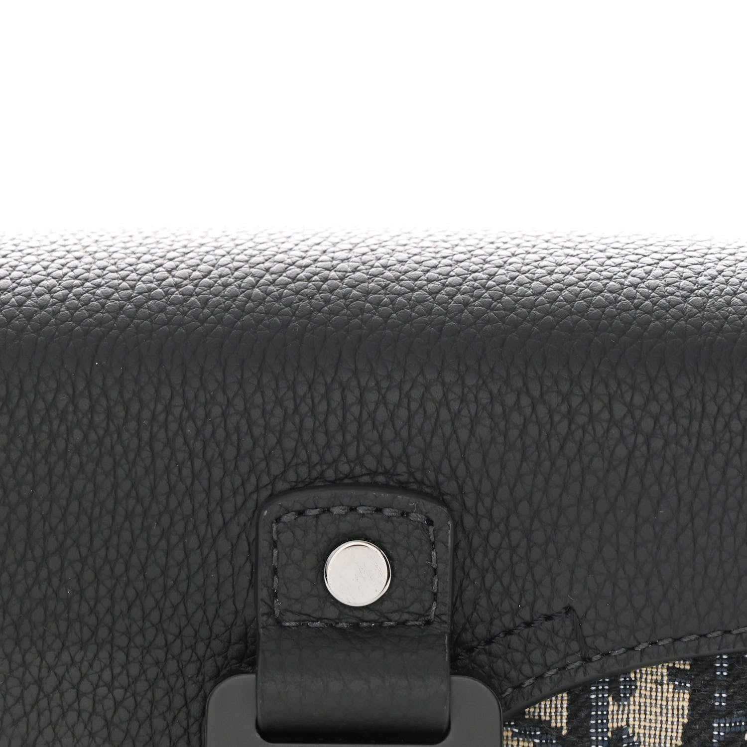 Christian Dior Grained Calfskin Oblique Mini Saddle Messenger Bag With Flap Beige Black 8 of 10