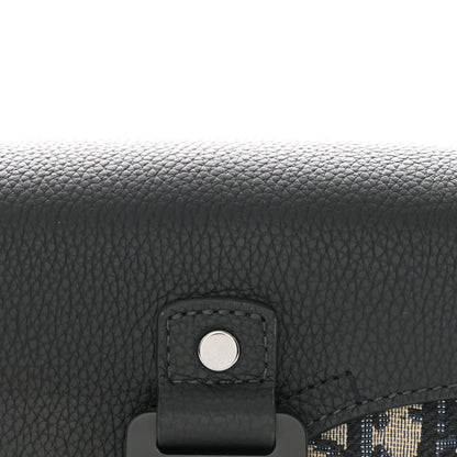 Christian Dior Grained Calfskin Oblique Mini Saddle Messenger Bag With Flap Beige Black 8 of 10