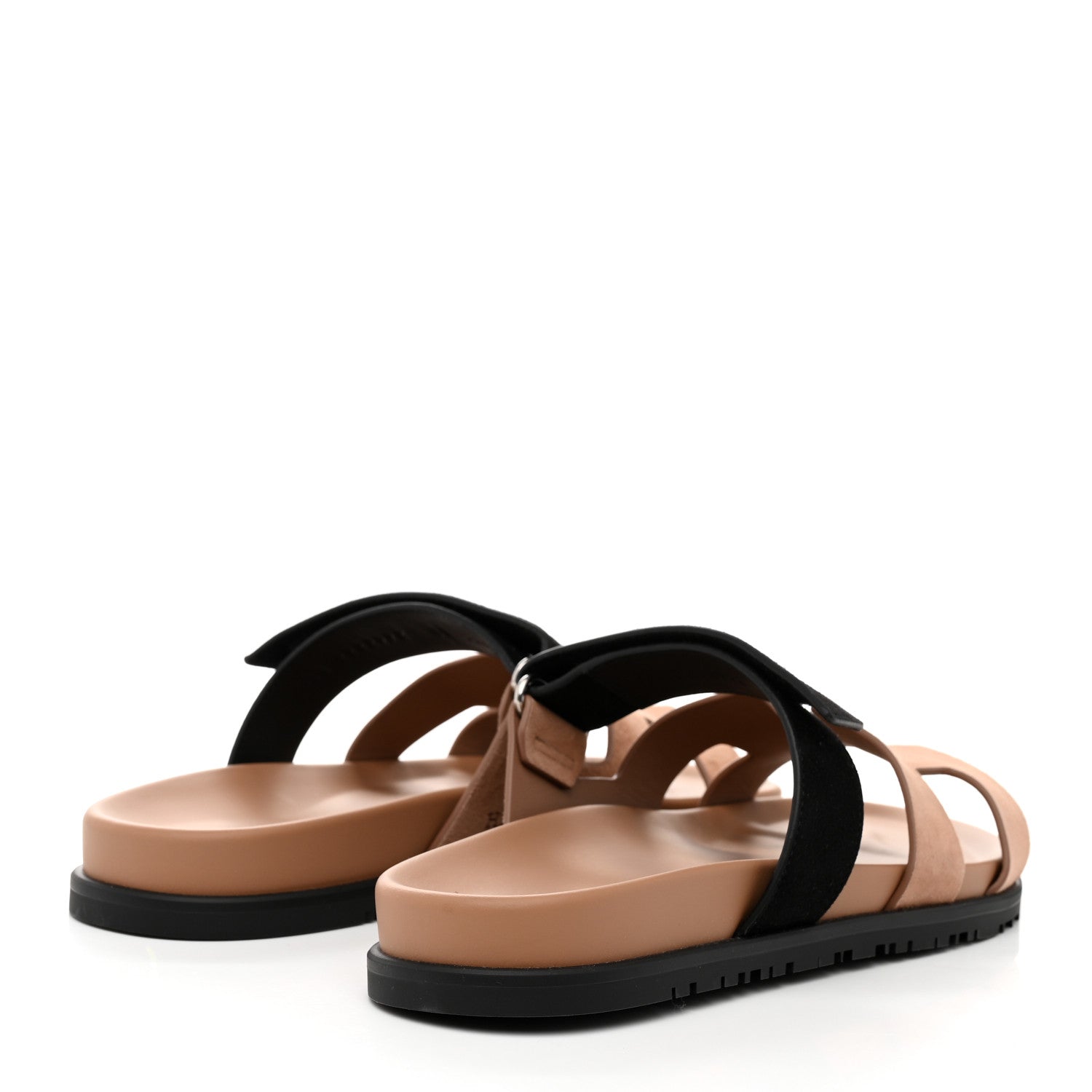 Hermes Suede Goatskin Womens Chypre Sandals 41 Rose Perle Black 4 of 10