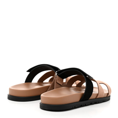 Hermes Suede Goatskin Womens Chypre Sandals 41 Rose Perle Black 4 of 10