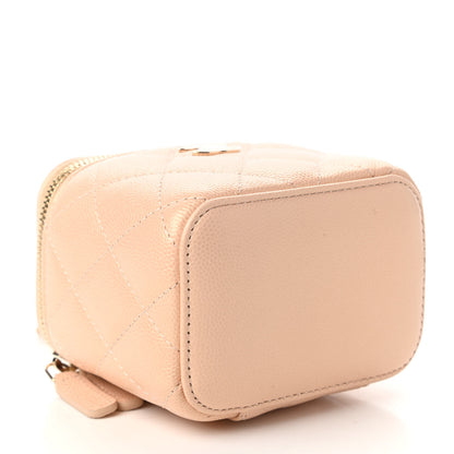 Chanel Iridescent Caviar Quilted Mini Pearl On Top Vanity Case With Chain Beige 4 of 11