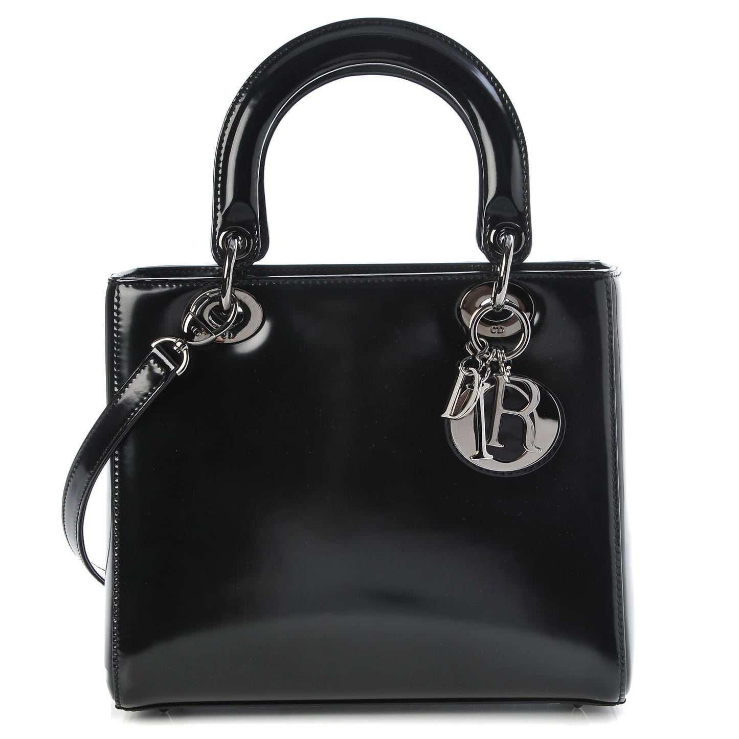 Glazed Calfskin Medium Lady Dior Black