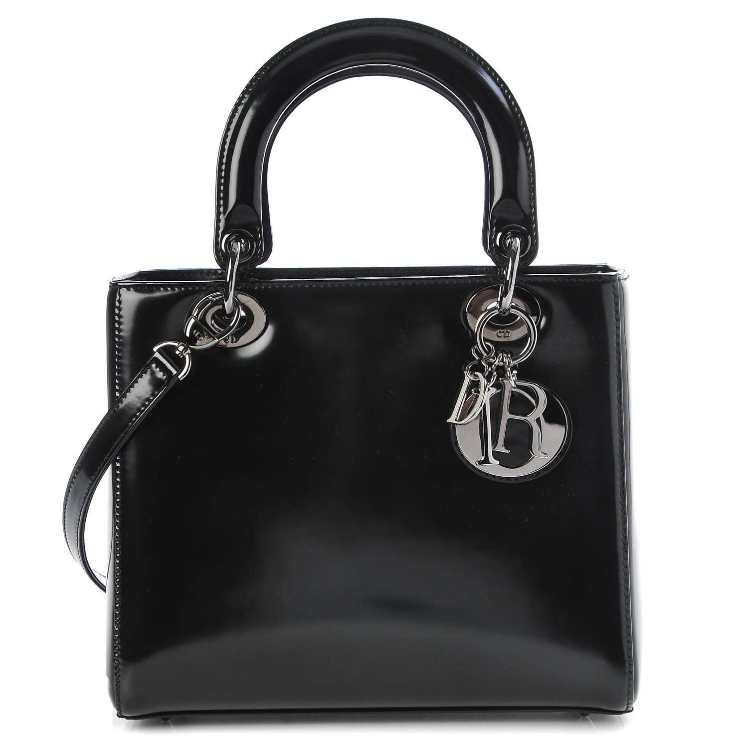 Christian Dior Glazed Calfskin Medium Lady Dior Black 1 of 8