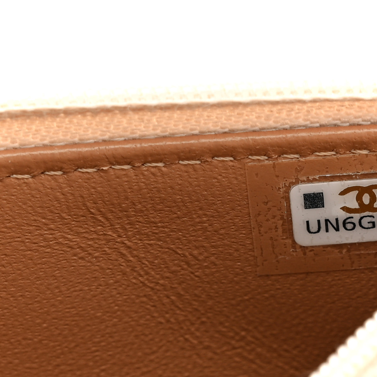 Lambskin Quilted Flap Phone Holder With Chain Ecru Dark Beige