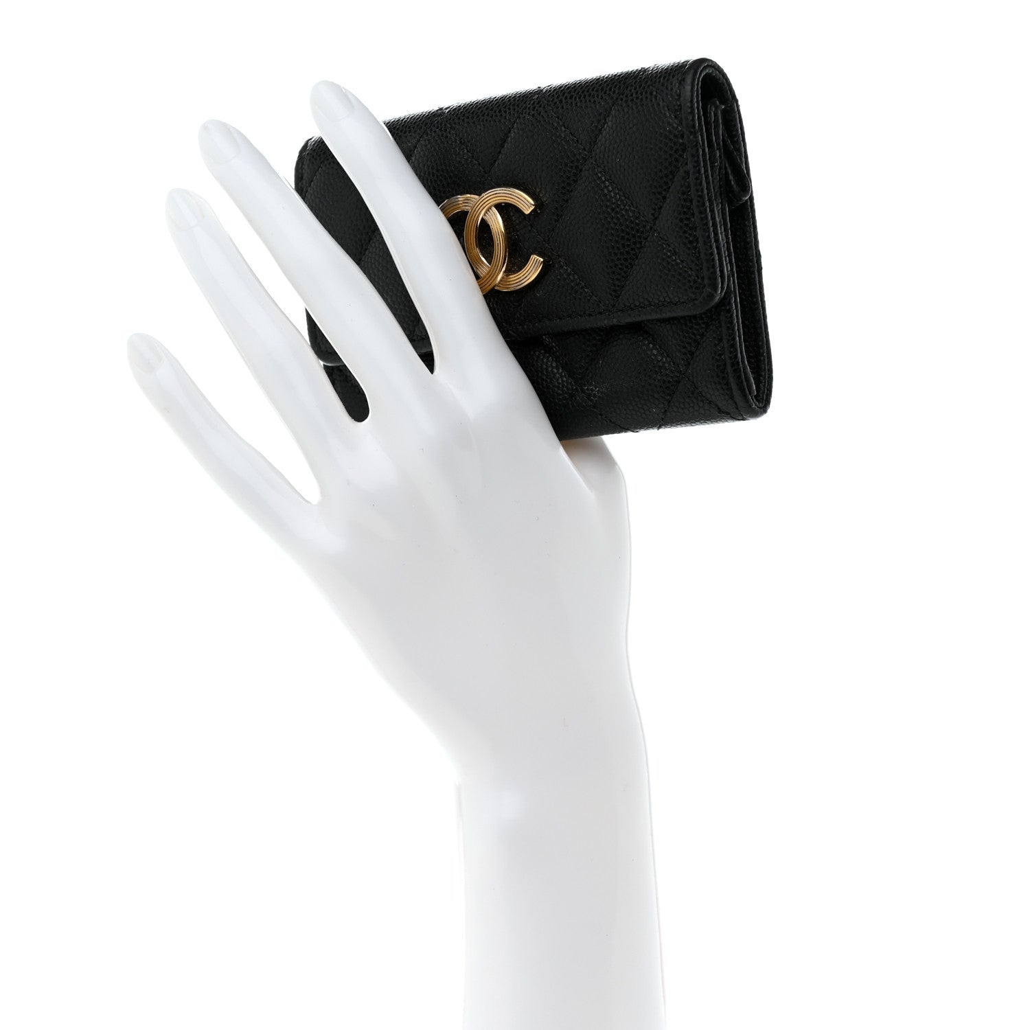 Chanel Caviar Quilted CC Racing Flag Flap Card Holder Black 2 of 8