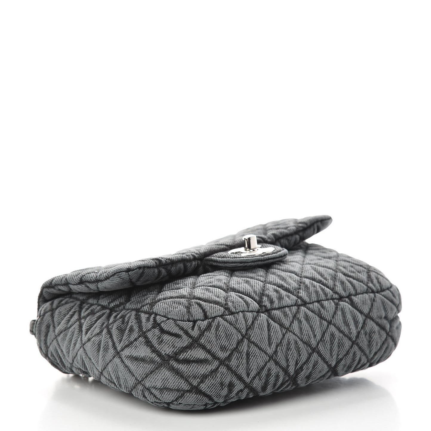 Washed Denim Quilted Small Denimpression Flap Grey Black
