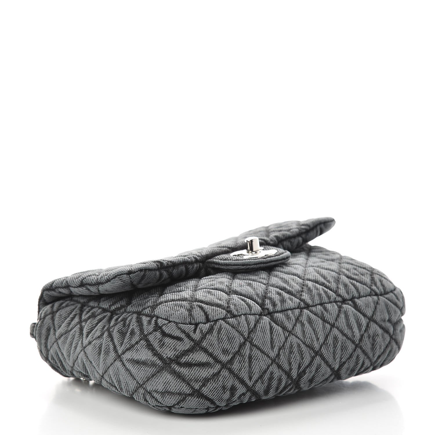 Chanel Washed Denim Quilted Small Denimpression Flap Grey Black 4 of 11