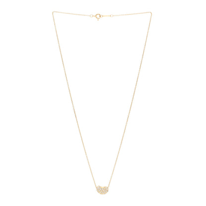 Tiffany 18K Yellow Gold Diamond Elsa Peretti Bean Pendant Necklace 3 of 5