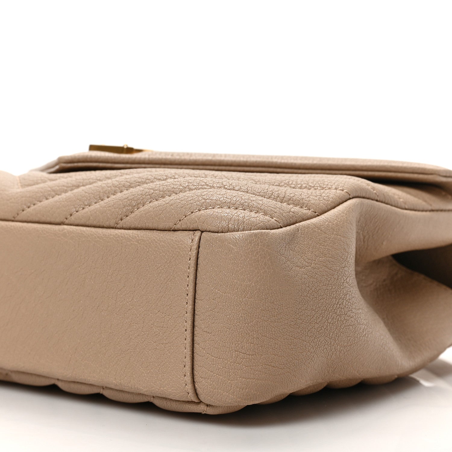 Saint Laurent Sheepskin Matelasse Chevron Monogram Medium College Bag Dark Beige 8 of 8