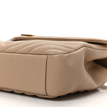 Saint Laurent Sheepskin Matelasse Chevron Monogram Medium College Bag Dark Beige 8 of 8