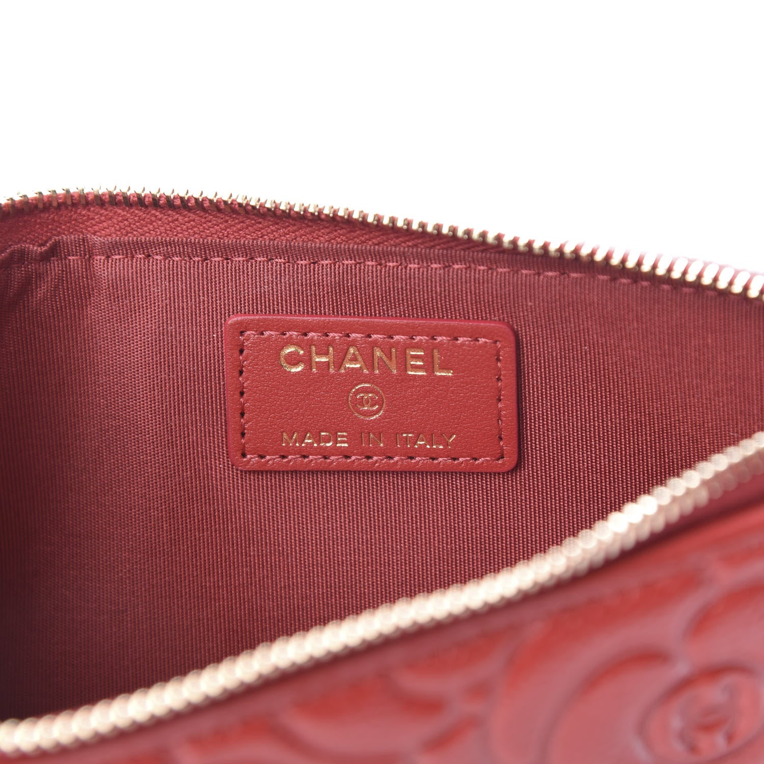 Chanel Caviar Camellia Embossed Classic Flat Wallet Pouch Red 6 of 8