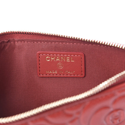 Chanel Caviar Camellia Embossed Classic Flat Wallet Pouch Red 6 of 8