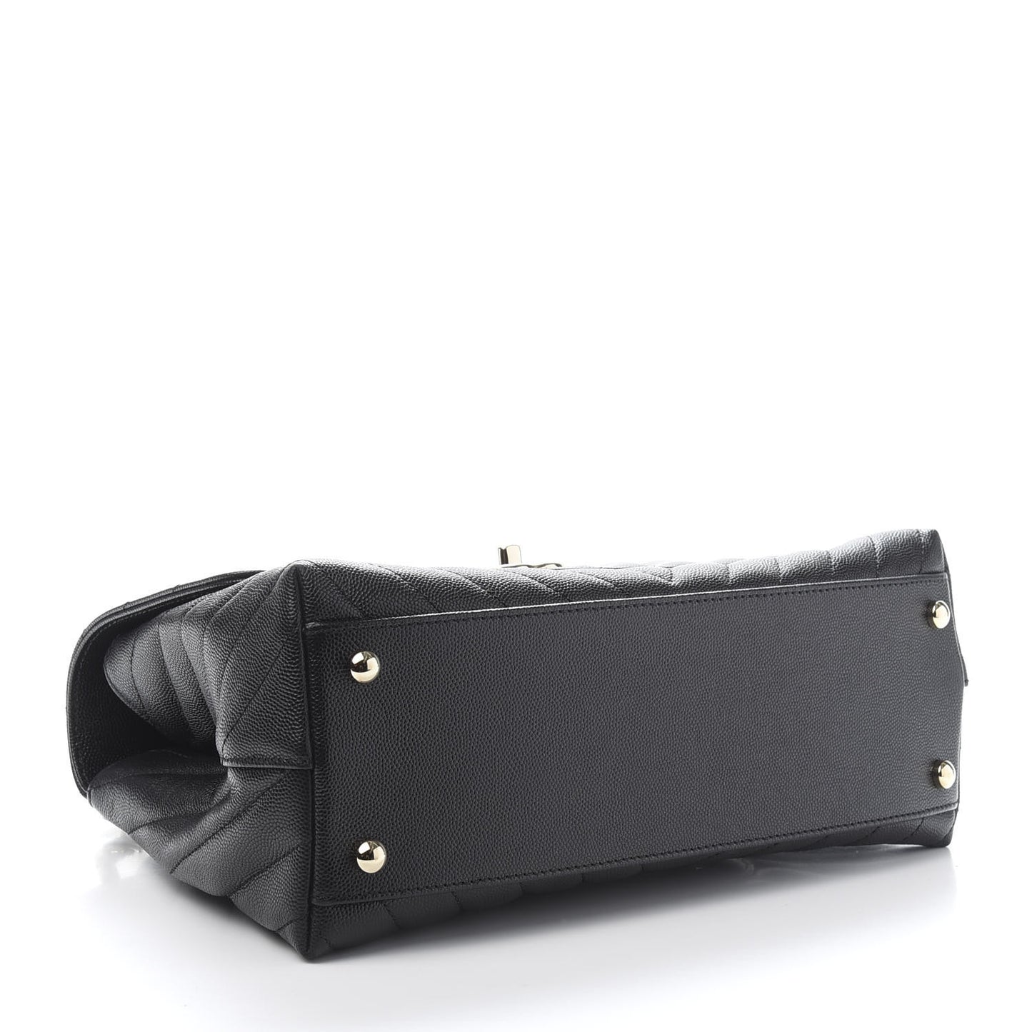 Caviar Chevron Quilted Small Coco Handle Flap Black