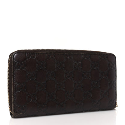 Gucci Guccissima Margaux Calfskin Metal Bar Zip Around Wallet Chocolate 3 of 10