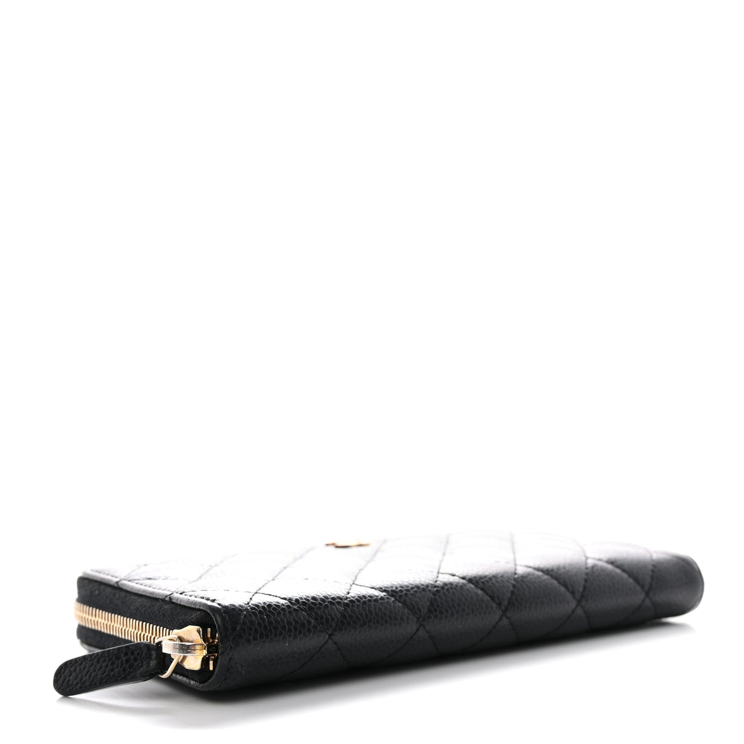 Lambskin Quilted Large Gusset Zip Around Wallet Black
