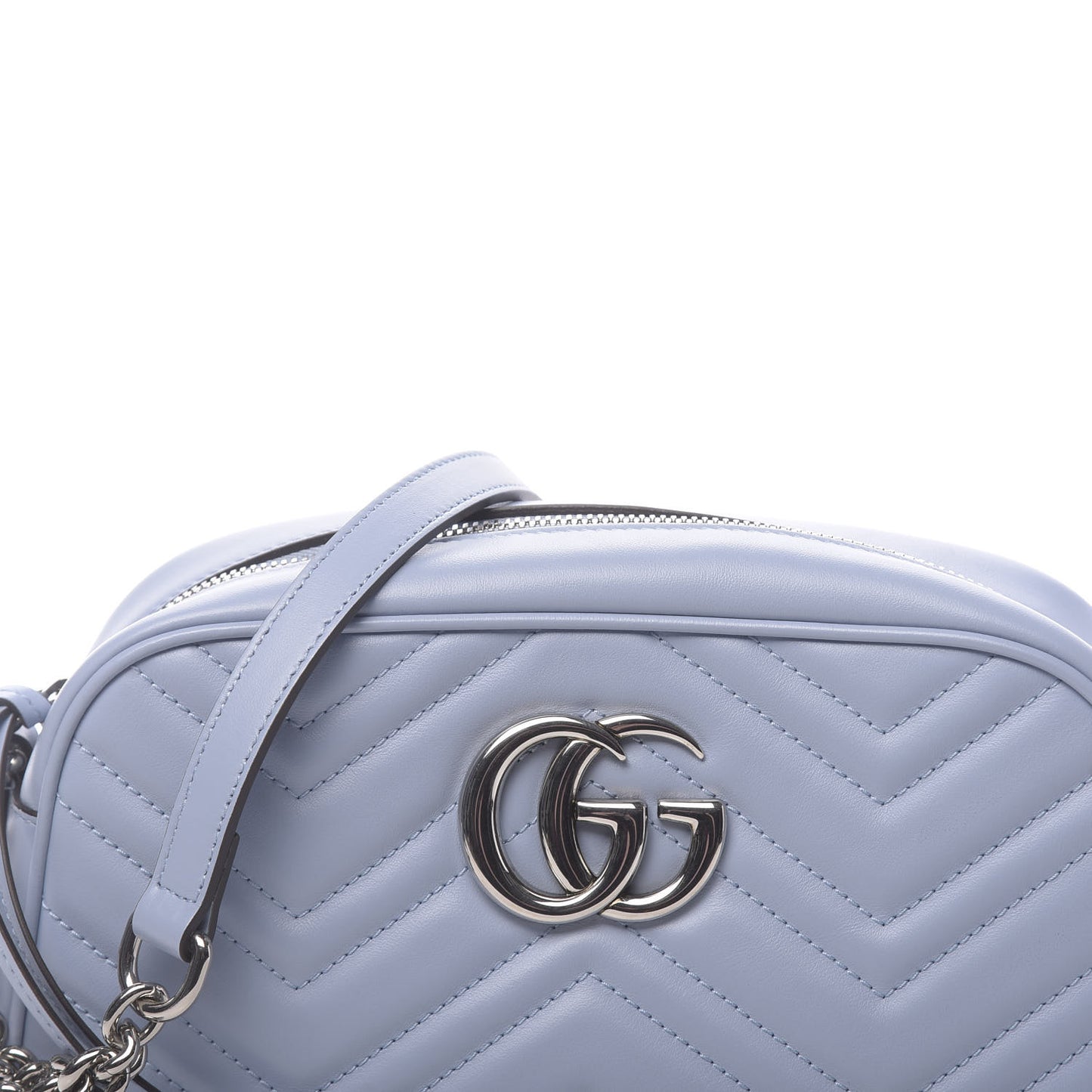Calfskin Matelasse Small GG Marmont Chain Shoulder Bag Porcelain Light Blue