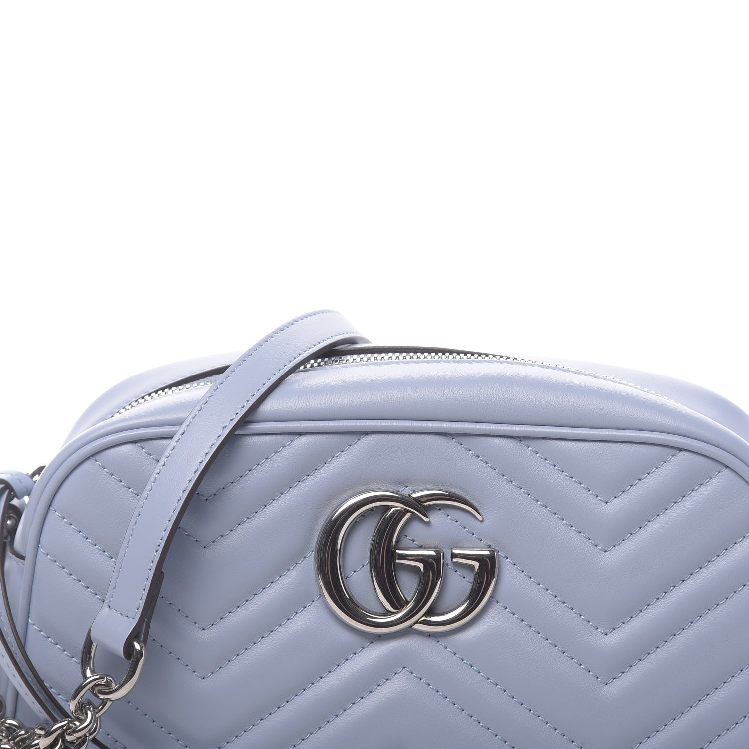 Gucci Calfskin Matelasse Small GG Marmont Chain Shoulder Bag Porcelain Light Blue 10 of 10