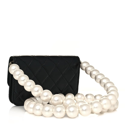 Chanel Calfskin Quilted Maxi Pearls Clutch With Chain Black 3 of 14
