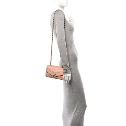 Chanel Caviar Chevron Quilted Small Single Flap Light Pink 2 of 10