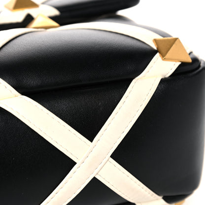 Valentino Garavani Nappa Large Roman Stud Shoulder Bag Black White 12 of 14