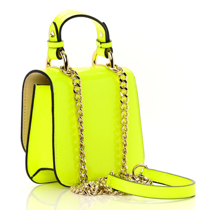 Jimmy Choo Patent Calfskin Micro Varenne Top Handle Satchel Neon Citron 2 of 13