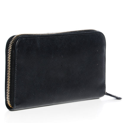 Prada Saffiano Zip Around Wallet Nero Black 3 of 9