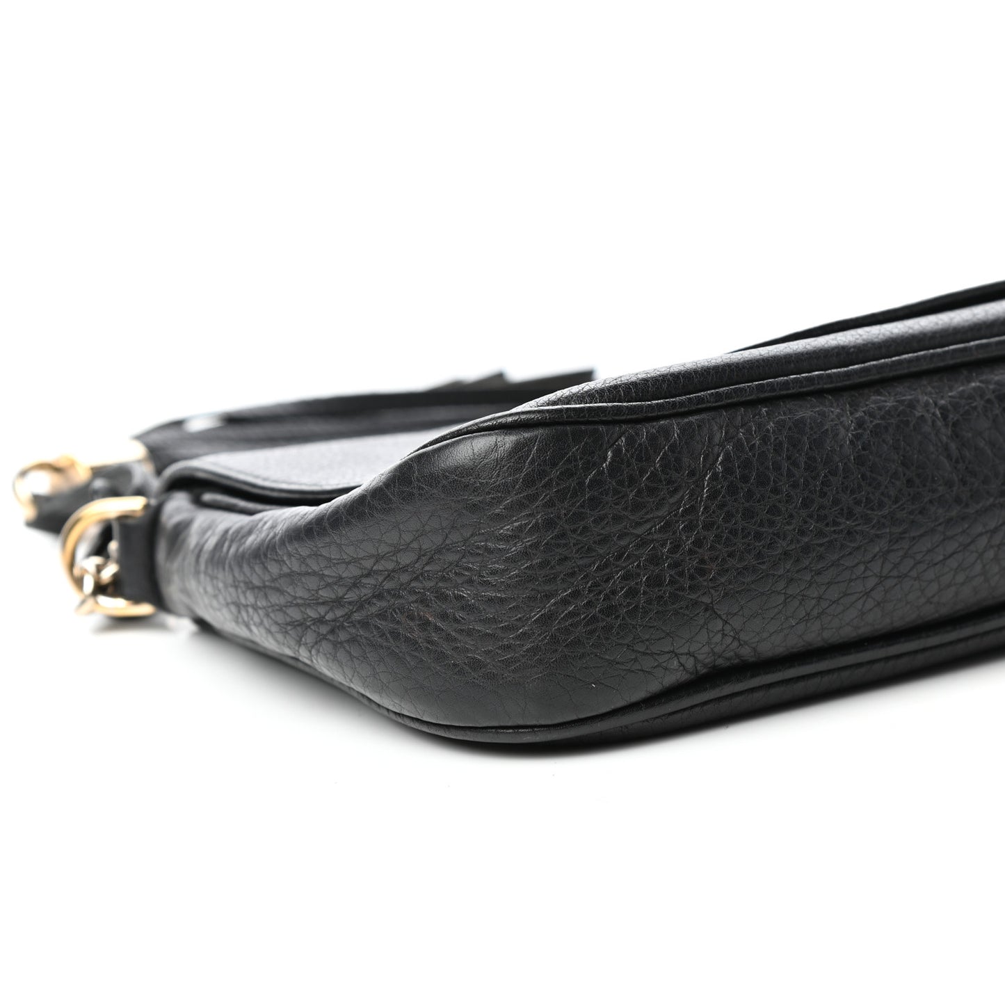 Pebbled Calfskin Medium Soho Flap Crossbody Black