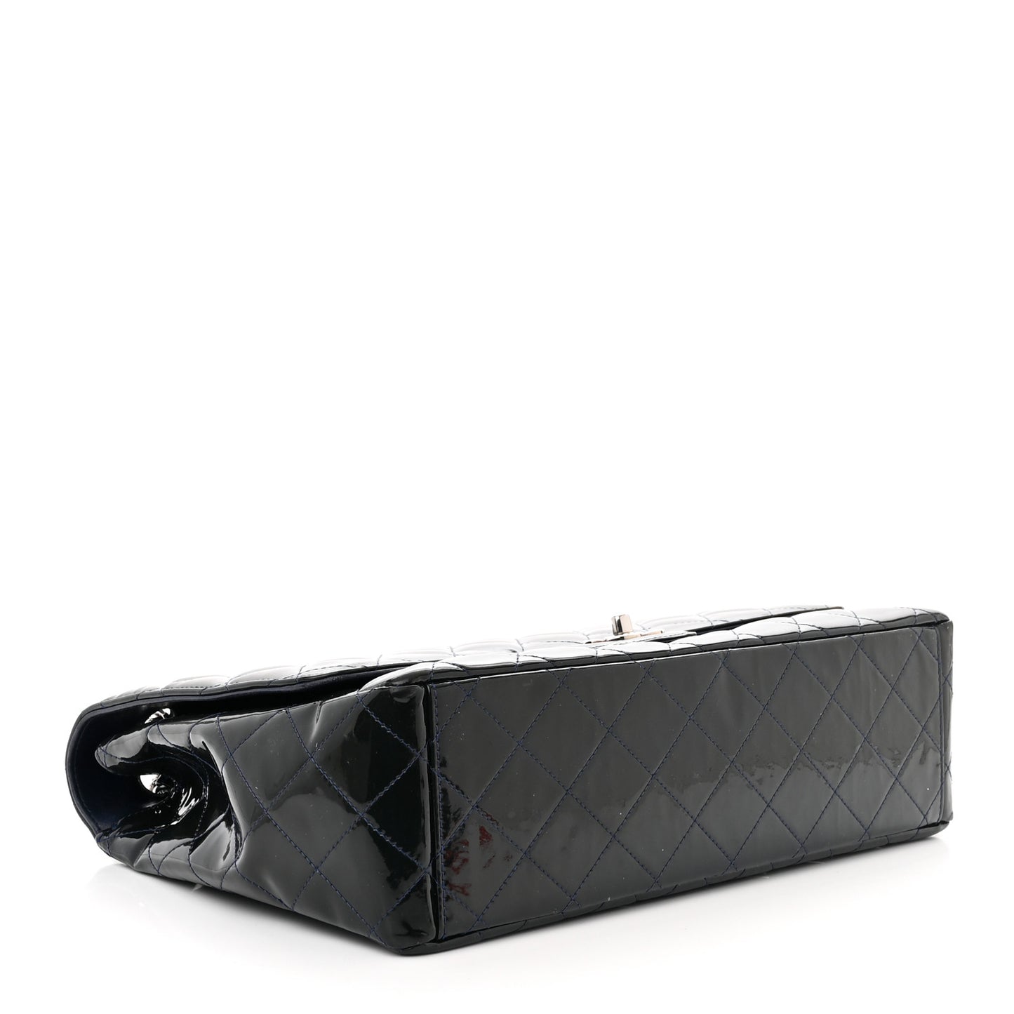 Patent Quilted Maxi Single Flap Blue