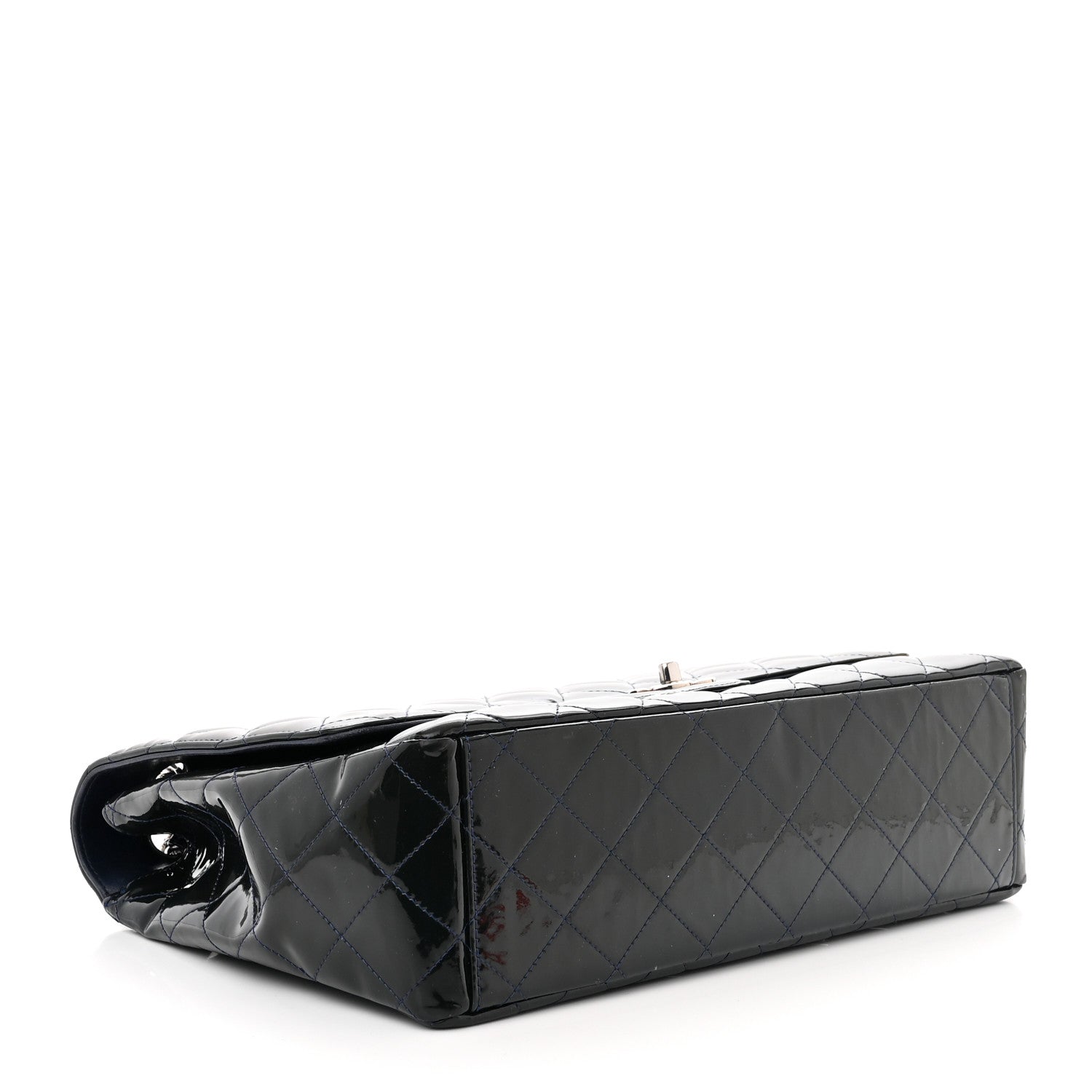 Chanel Patent Quilted Maxi Single Flap Blue 4 of 14