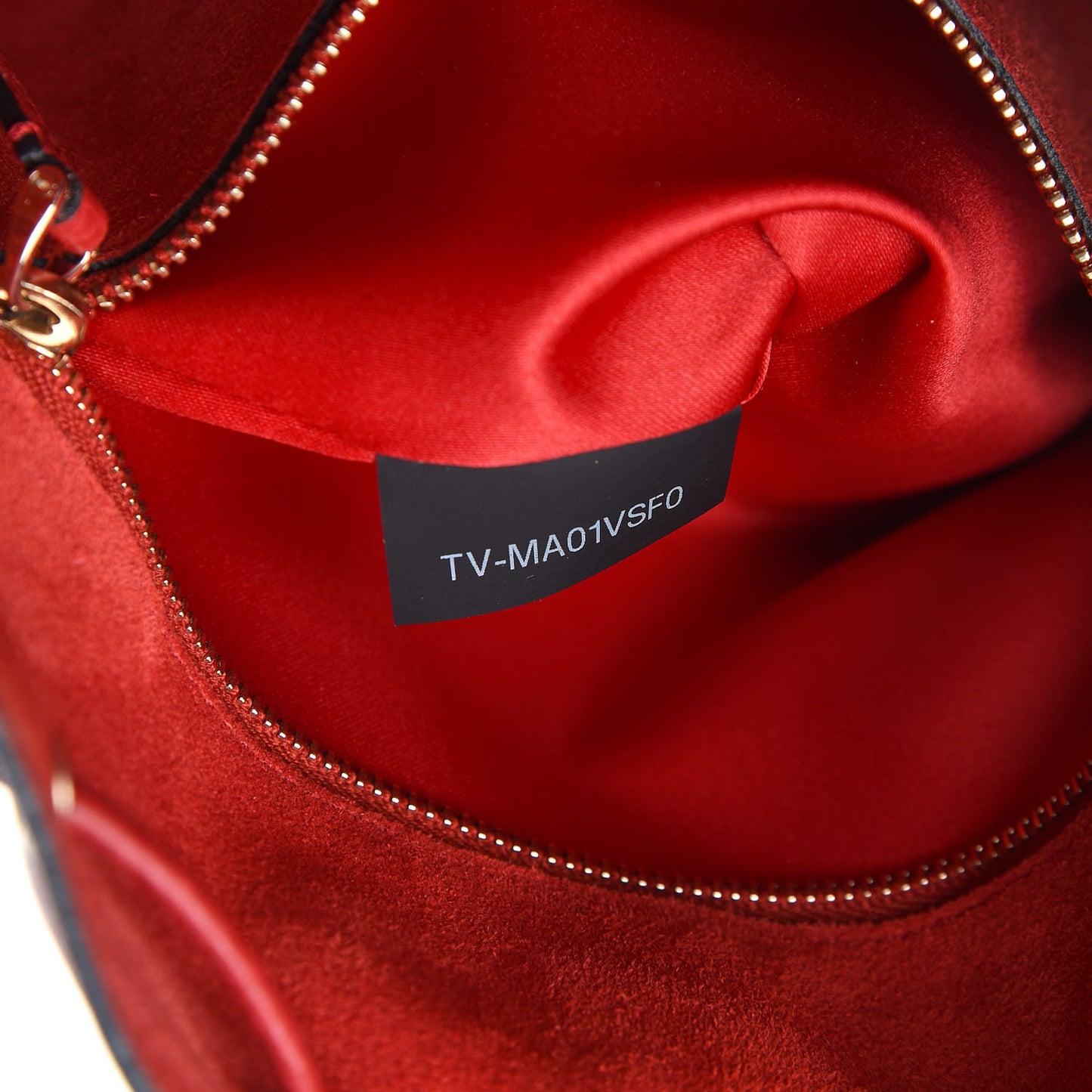 Grained Calfskin Rockstud Bucket Bag Red