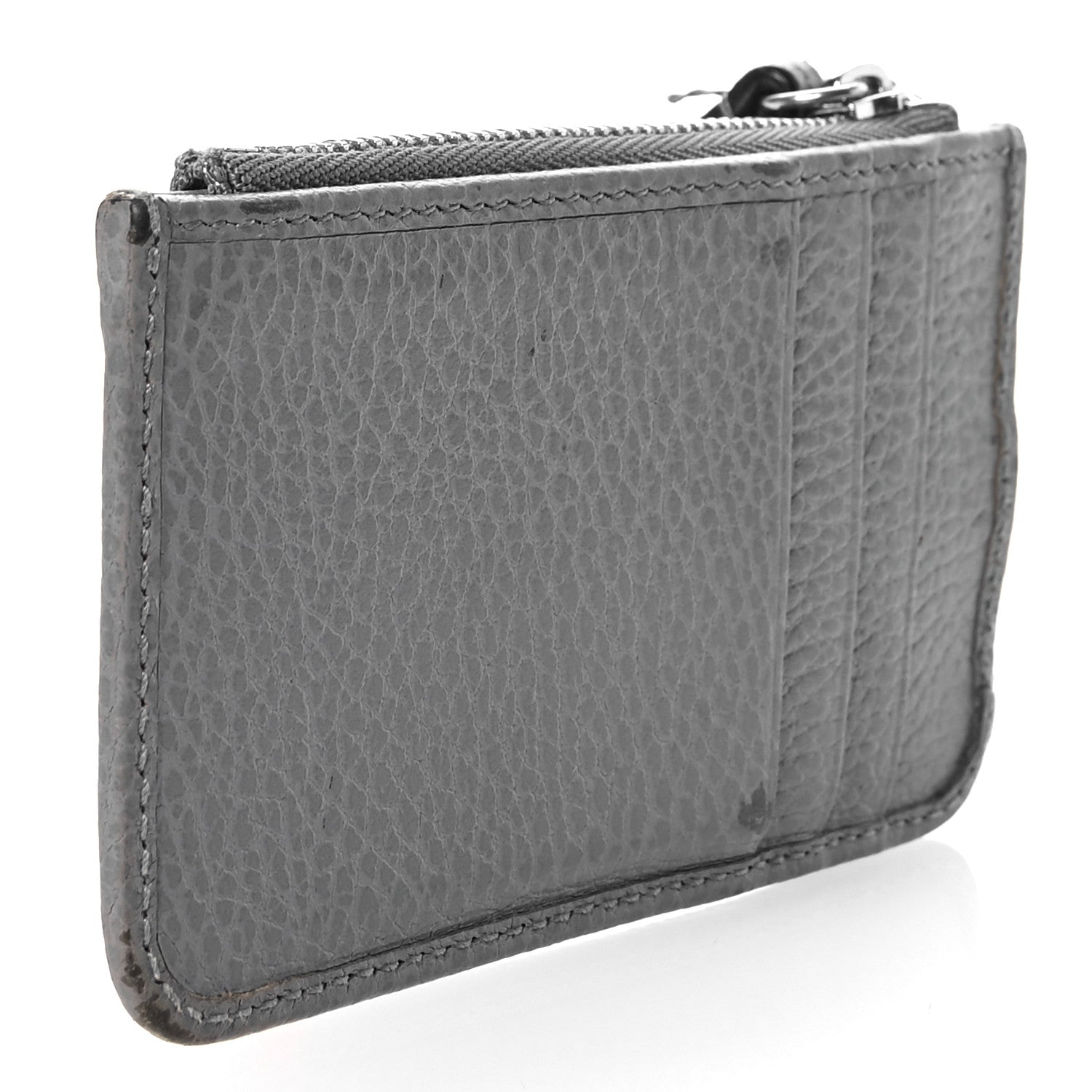 Gucci Dollar Calfskin Enamel Monochrome GG Marmont Key Case Card Holder Grey 3 of 9